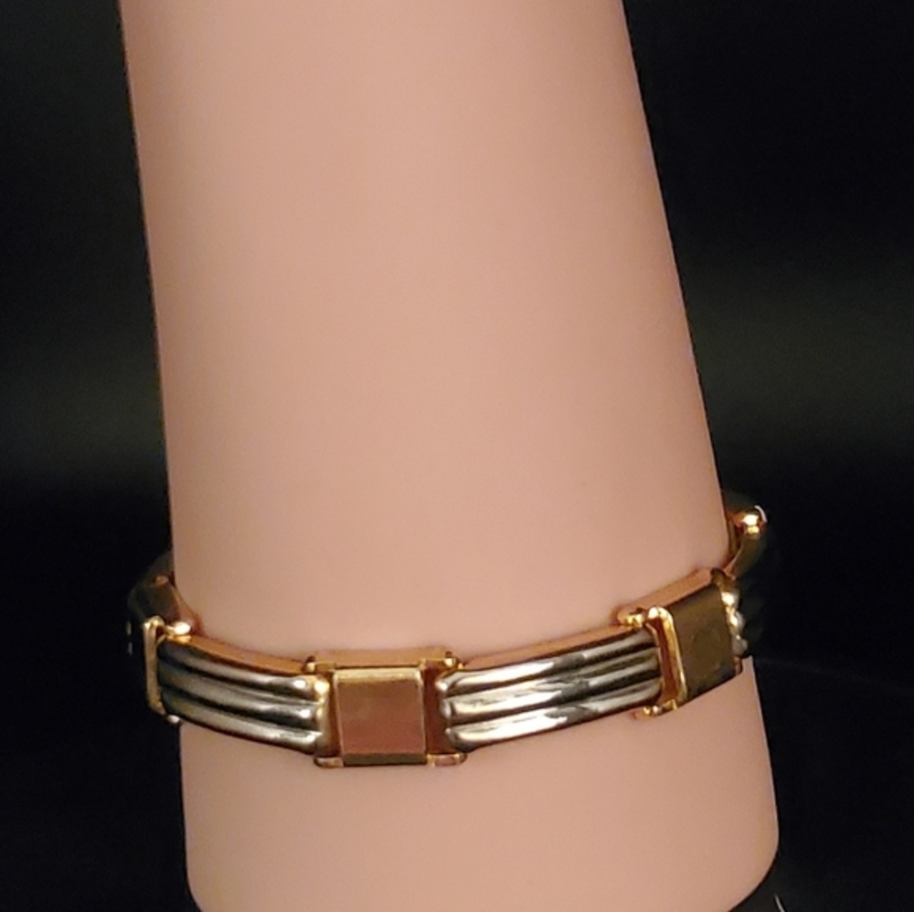 Vintage two-tone gold and silvertone bracelet